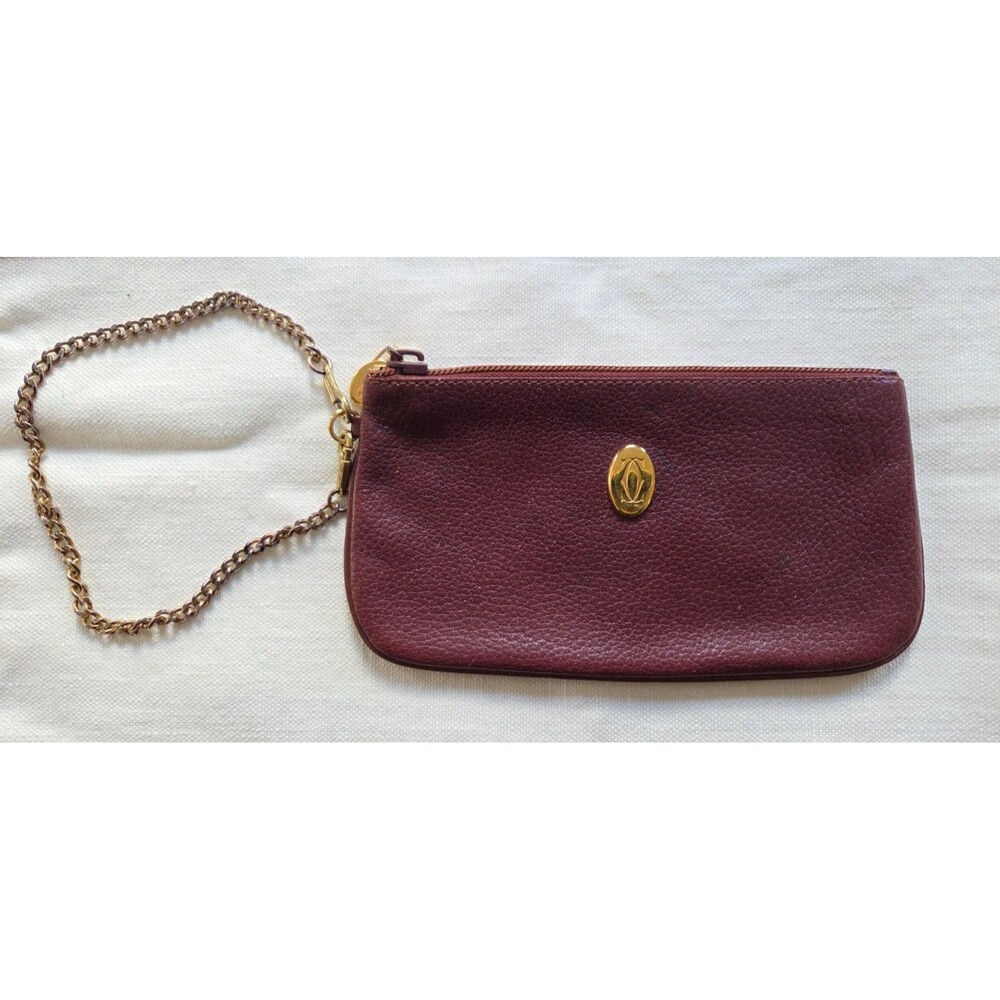 Cartier Les Must de Cartier Purse Accessory Pouch Chain Bordeaux Leather Vintage